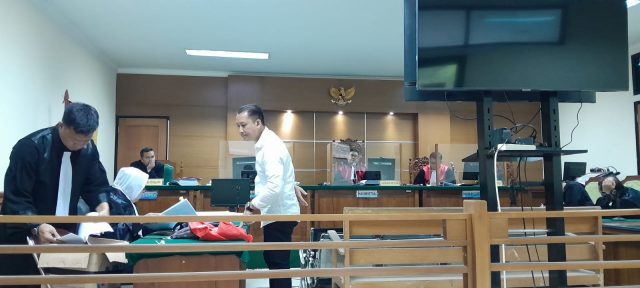 Sidang kasus pembobolan kasus BRI di Pengadilan Negeri Serang.