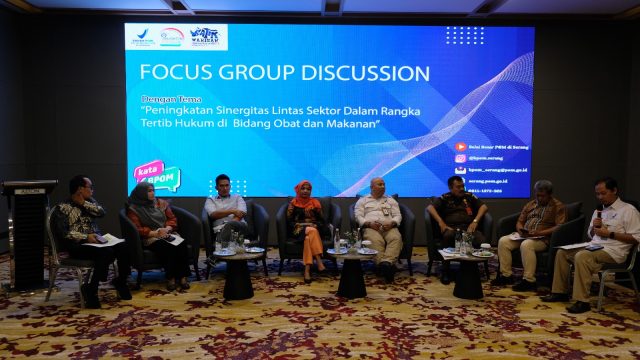 Focus Group Discussion (FGD) dengan tema "Peningkatan Sinergitas Lintas Sektor dalam Rangka Tertib Hukum di Bidang Obat dan Makanan".